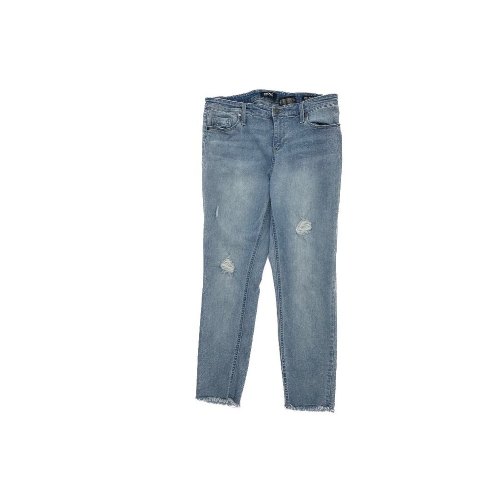 Buffalo David Bitton Jeans Women 10 Blue Jess Mid Rise Skinny Distressed Raw Hem